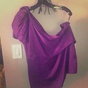 Purple Satin One Shoulder Holiday Top